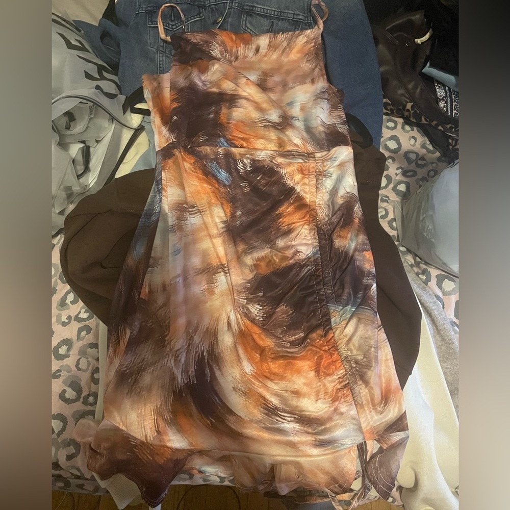 Tie die marble print dress